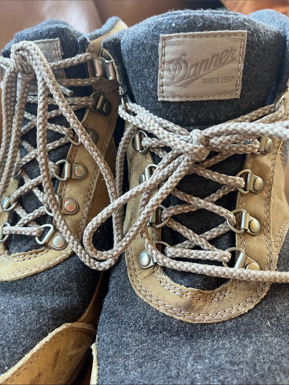 Danner Gray Wool and Tan Leather Trail boots🥾